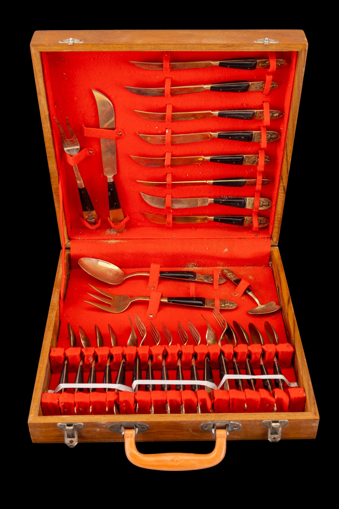 Mid Century Siam Brass and Ebony Flatware Set (1 of 10)