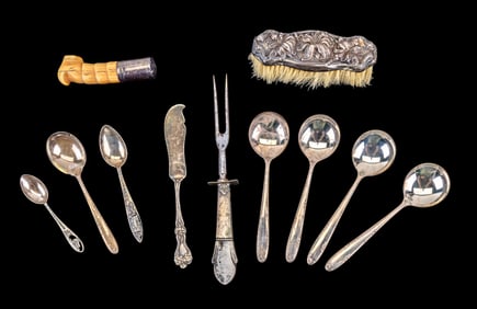 Sterling Brush, Flatware, Cane Handle