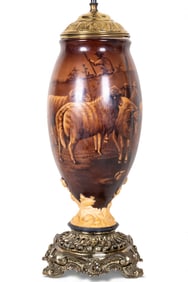 Large Hand-Painted Vase Lamp