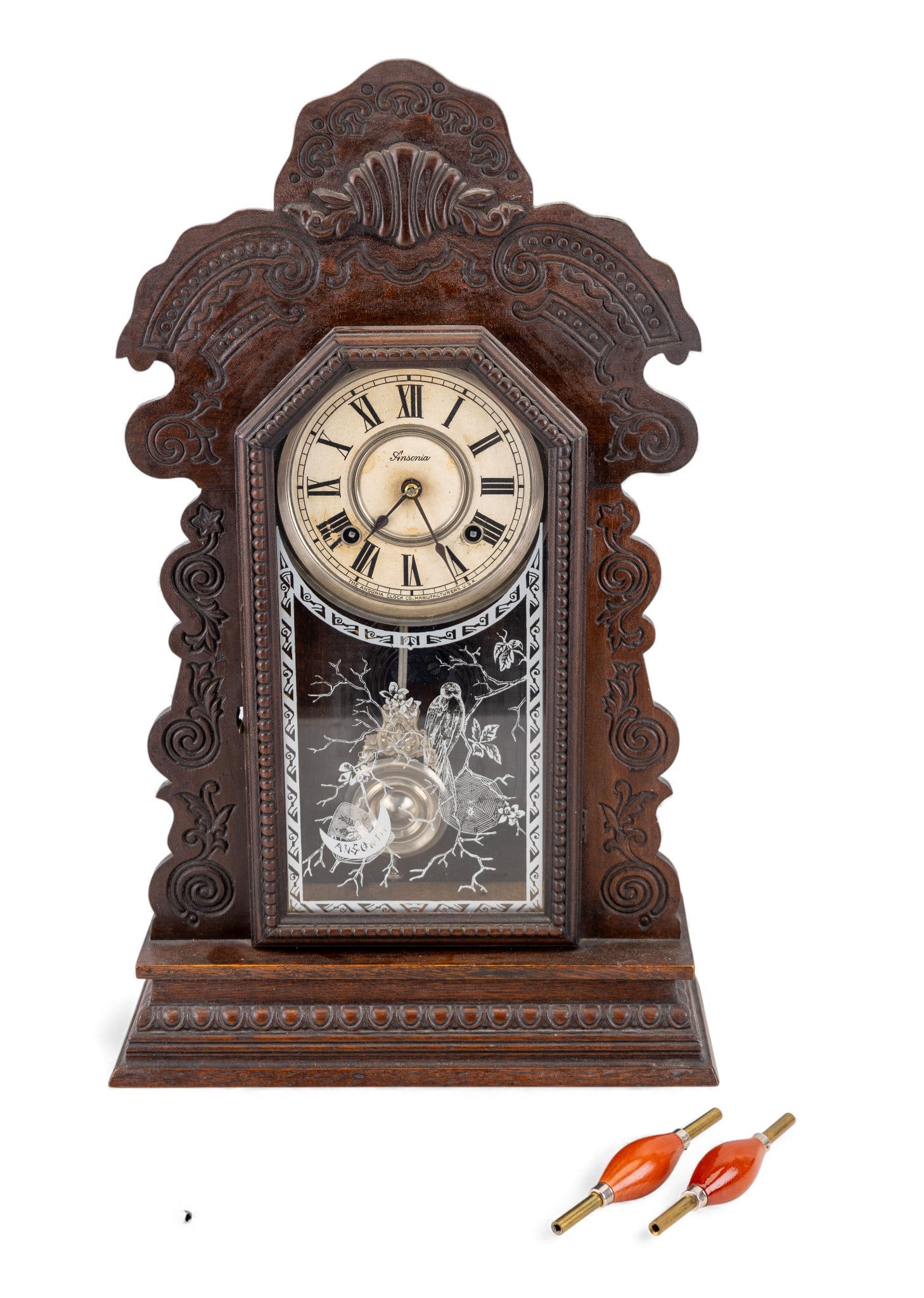 Ansonia Shelf Clock with Key, Oil Syringe (1 of 13)