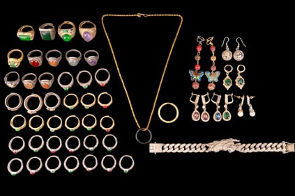 Adjustable Silver / Gold Tone Jade Rings