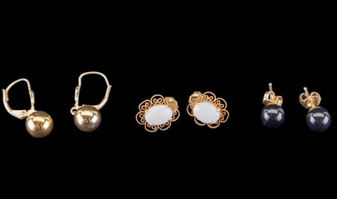 14K Gold Pierced Earrings (3 Pairs)