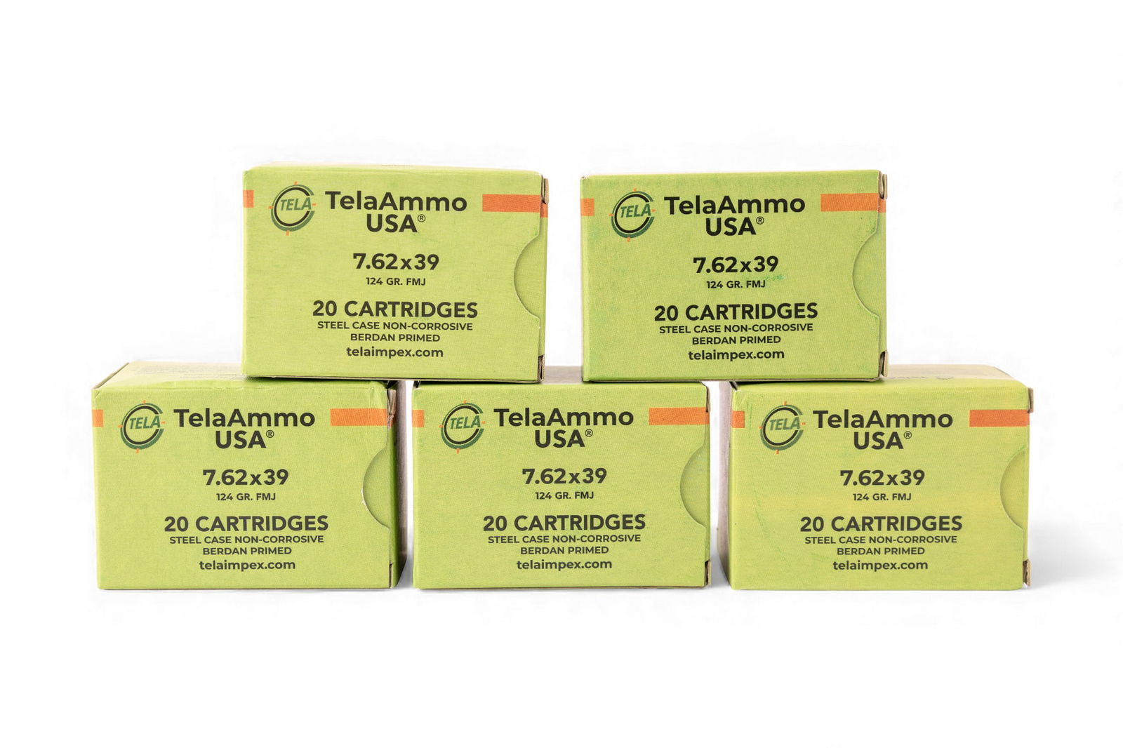 5 Boxes of TelaAmmo USA 7.62x39mm Cartridges (1 of 5)