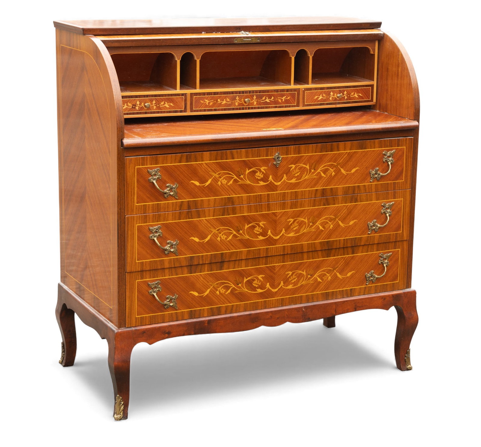 Inlaid Roll Top / Cylinder Desk with Ormolu Mounts (1 of 12)