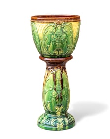 Majolica Planter w/ Matching Stand, Total ~28" H