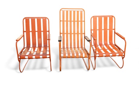 Vintage Cantilever Lawn Chairs in Orange (3)