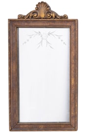 Antique Etched Shell Topped Wall Mirror