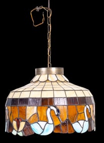 Vintage Swan Slag Glass Hanging Lamp