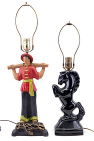 Mid Century Chalkware and Ceramic Figural Lamps