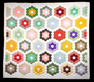 Vintage "Grandmothers Flower Garden" Quilt
