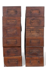 12 Narrow Wood Cabinet Drawers