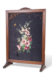 Embroidered Fire Screen w/ Painted Accents