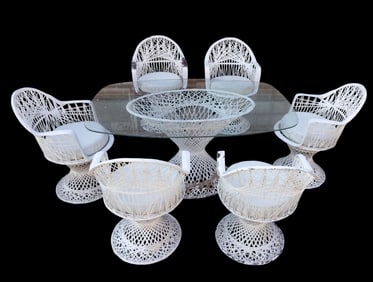 MCM Woodard Fiberglass 7 Pc Patio Set