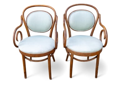 Antique Thonet Curved Arm Chairs (Pair)