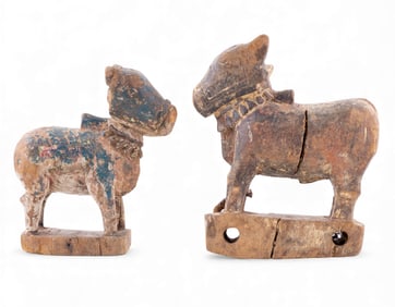 Hindu Nandi Bull Wood Carving Artifacts (2)