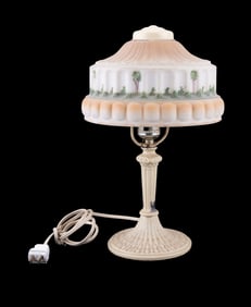 1930s Boudoir Lamp w/ Hand Painted Shade