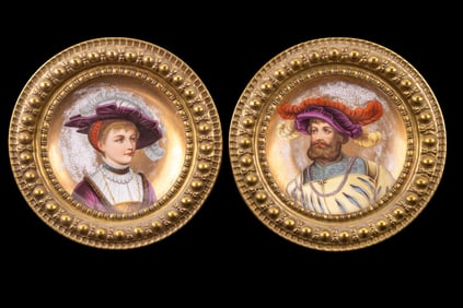 Pair of Continental 19C Portrait Plates