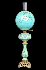 Victorian Hand Painted Glass Oil Lamp Conversion