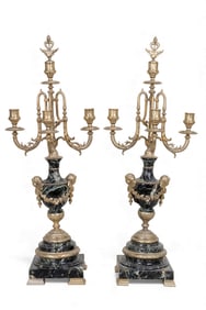 Pair of Elaborate Bronze Candelabras
