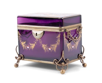 Royal Rudolstadt Purple & Gilt Jewelry Casket
