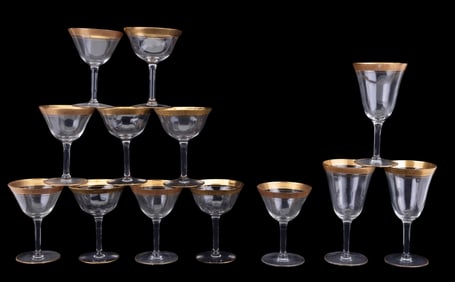 Vintage Etched Glass Stemware Set