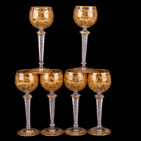 Bohemian Moser Wine Glasses (6)