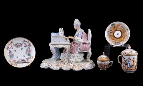 Early Capodimonte Porcelain Figurine and Cup Sets