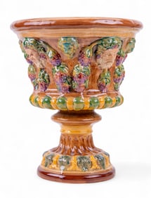 Majolica-Style Pedestal Vase / Centerpiece