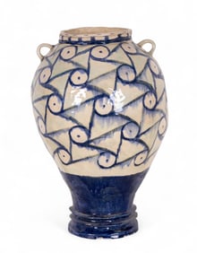 Hand Thrown Artisan Monumental Blue/White Vase