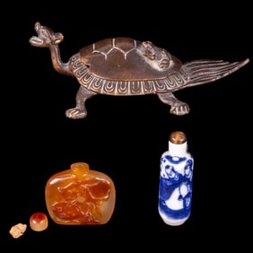 Bronzed Asian Turtle, 2 Snuff Bottles