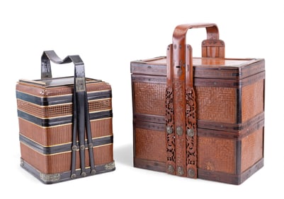 Chinese Lacquered Bamboo Tea Caddy