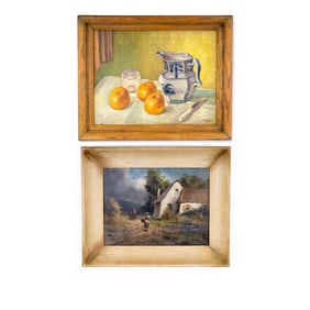 2 Oil Paintings, landscape and still life