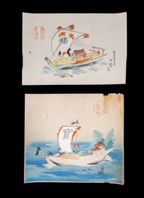 Japanese Takarabune Ship Woodblock Prints (2)
