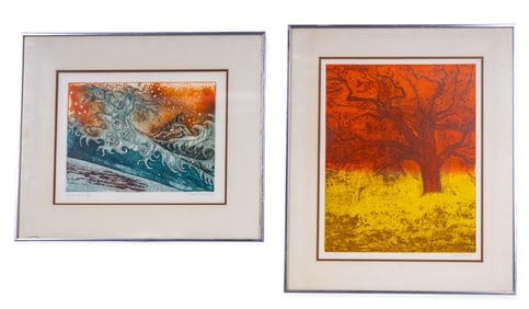 Jerviss and Whedon Woodblock Prints, Framed