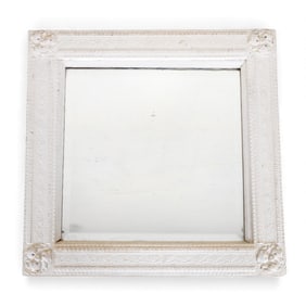 Antique White Washed Square Mirror