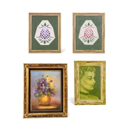 4 Framed Art Pieces w/ Portrait, Still Life