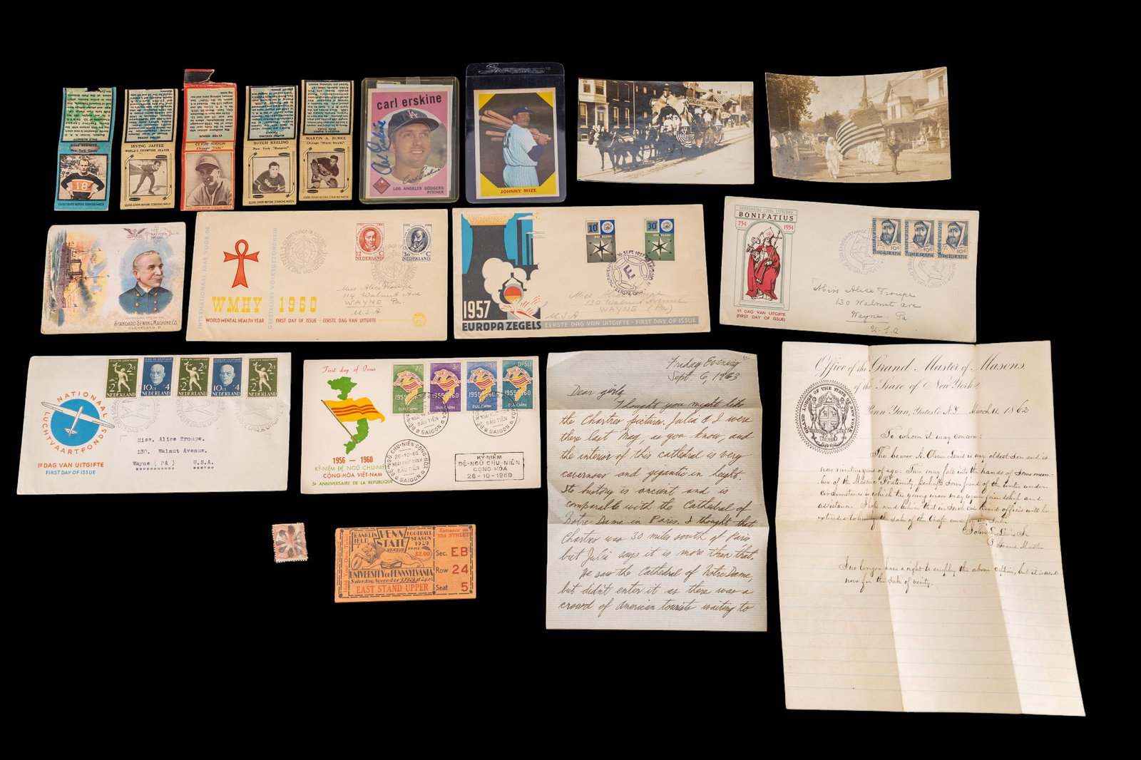 Civil War Era Letter, Intl. Postage, Baseball Card (1 of 9)