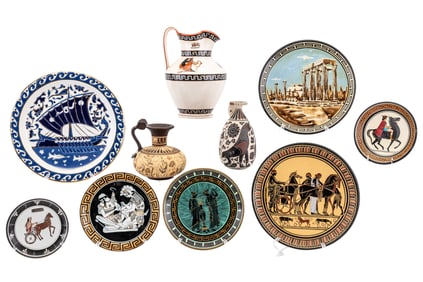 Ancient Greek Amphorae + Plate Reproductions (10)