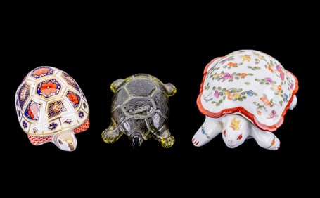 Royal Derby, Limoges, and Glass Turtle Figurines