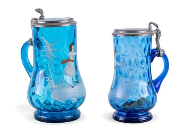 Mary Gregory Hand Painted Glass Steins
