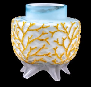 Thomas Webb Victorian Coralene Satin Glass Vase