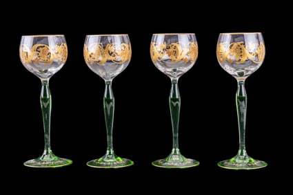 Bohemian Moser Glass Wine Glasses (4)