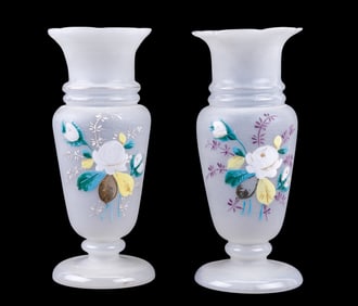 Hand-Painted Satin Glass Vases