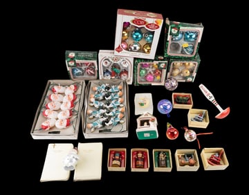 Vintage Glass and Wood Christmas Ornaments