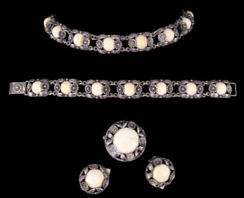 Danish Sterling 5 pc Jewelry Set by N.E.