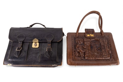 Vintage Leather Briefcase and Shoulder Bag