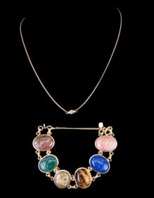 Gold-Filled Scarab Bracelet and Necklace