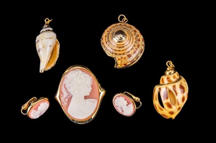 Faberge Cameo Trio Plus Shell Pendants