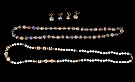 Two Beaded Necklaces and Earrings