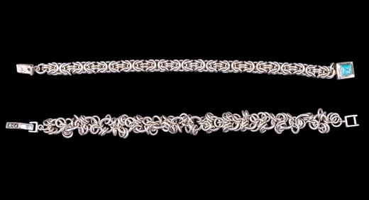 Sterling Byzantine Chain and Other Link Bracelet